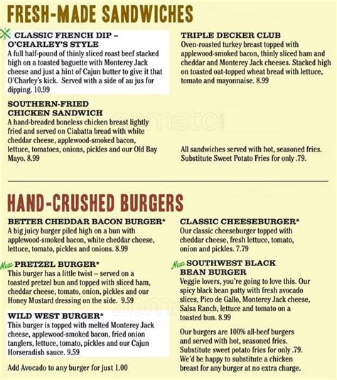 ocharleys|Menu 